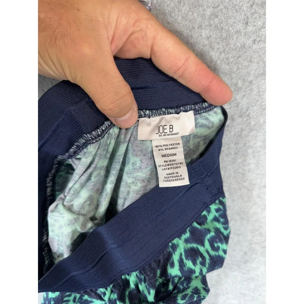Joe B Skirt Womens Medium Blue Green A-Line Maxi Boho Stretch Elastic Waist